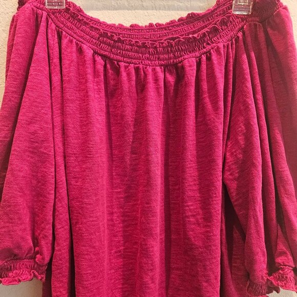 KNOX ROSE Boho Peasant XL FUSHIA PINK OFF SHOULDER BALLOON SLEEVE - Picture 6 of 6